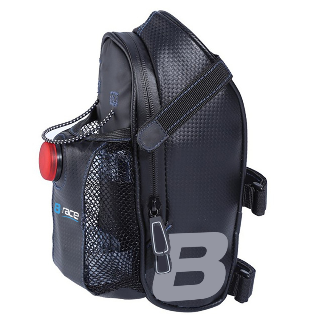 Borsetta Sottosella Boninbike Per MTB - Nera Con Dettagli Rifrangenti, Porta Camera D'Aria 14x7x8 Cm